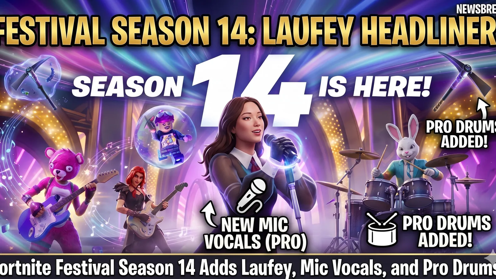 Fortnite Festival Season 14 Adds Laufey, Mic Vocals, and Pro Drums