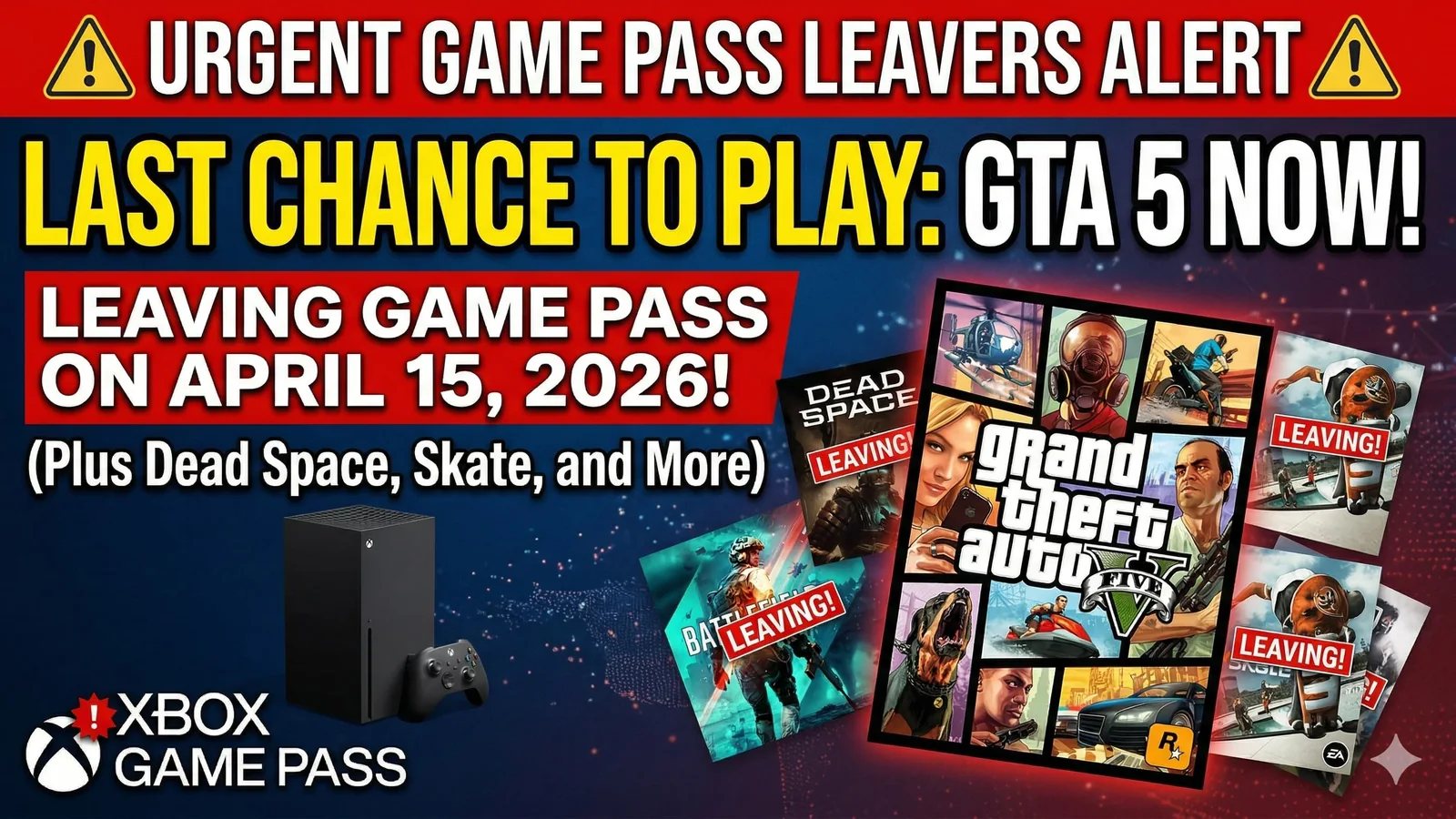 Games Leaving Xbox Game Pass on April 15, 2026: Last Chance to Play GTA 5 and More