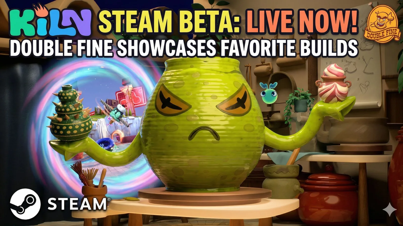 Kiln Open Beta Goes Live on Steam as Double Fine Shows Off Favorite Pot Builds
