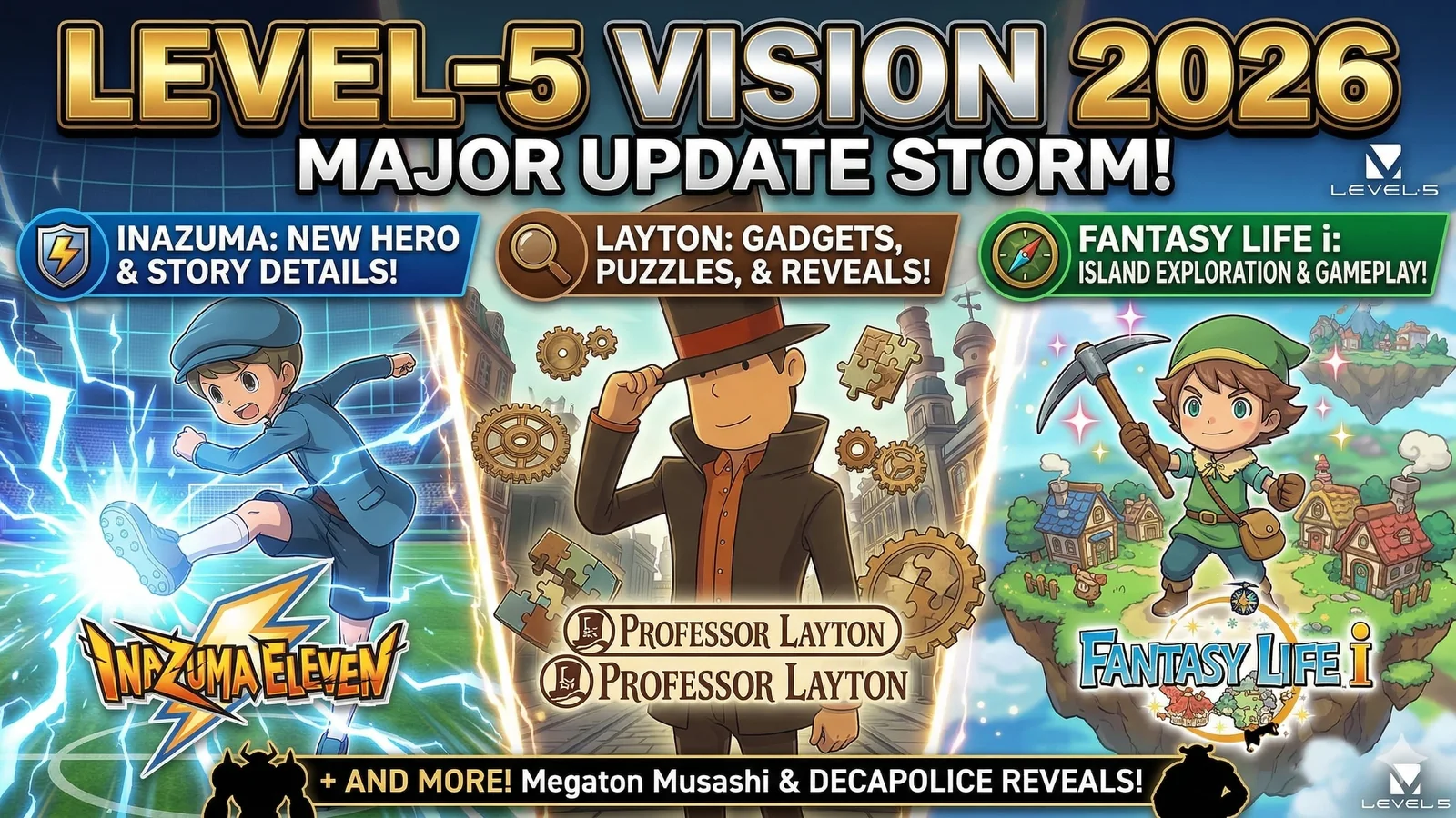 Level-5 Vision 2026: Professor Layton, Fantasy Life i, Inazuma Eleven and More Get Major Updates