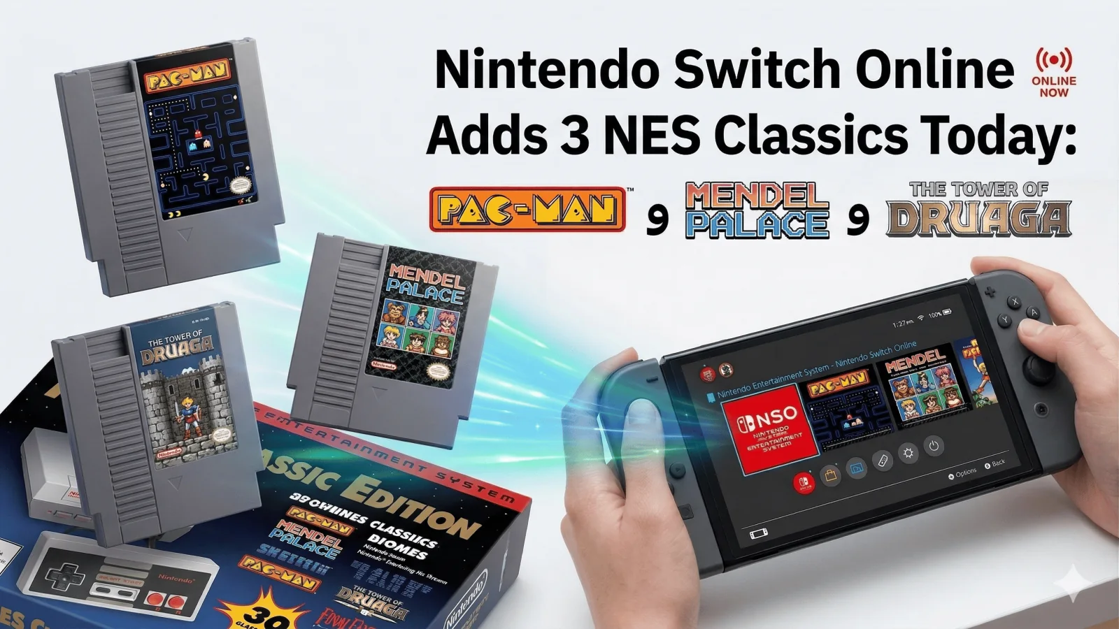 Nintendo Switch Online Adds 3 NES Classics Today: PAC-MAN, Mendel Palace, and The Tower of Druaga